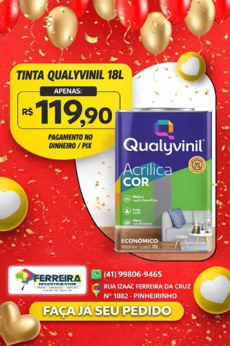 Tinta qualyvinil 18l R$119,90