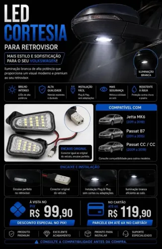 Luz de Cortesia LED para Retrovisor Volkswagen