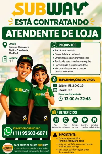 Vaga Atendente de Lanchonete