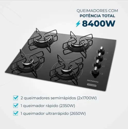 Cooktop mondial 4 bocas - CTG01