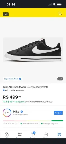 TÊNIS NIKE ORIGINAL TAMANHO 36