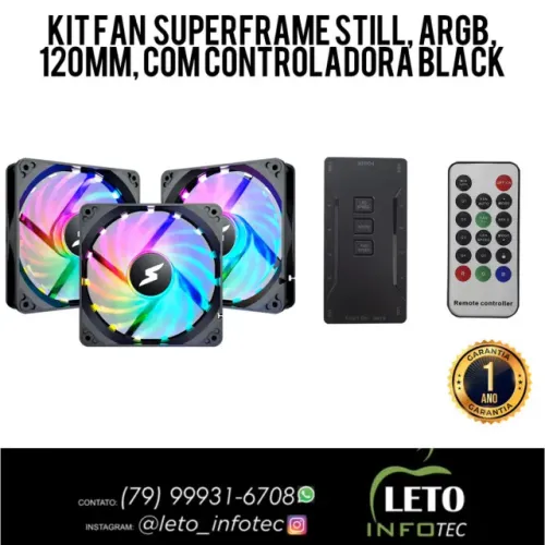 Kit Fan Com 3 Unidades Superframe Still, Argb, 120mm, Black