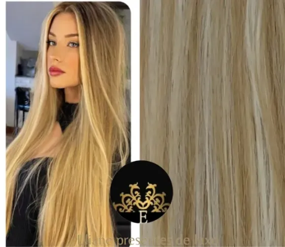 3 Telas de cabelo loiro dourado de cabelo bio humano original.