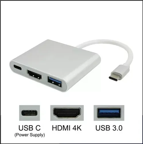 Cabo Adap Usb 3.1 Tipo C Thunderbolt 3.0 X Hdmi Usb 3 Tipo C