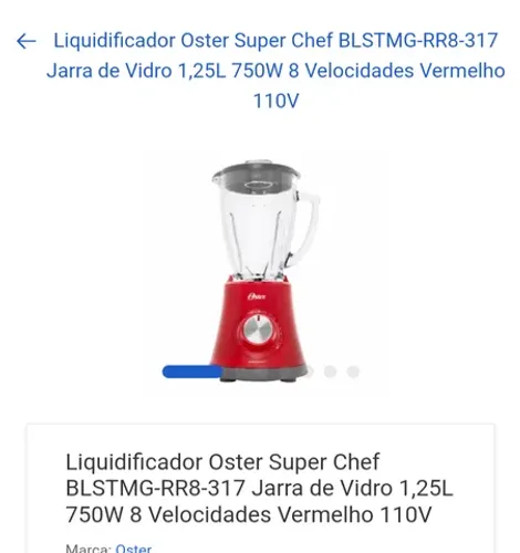 Liquidificador Oster br8 copo de vidro 110v