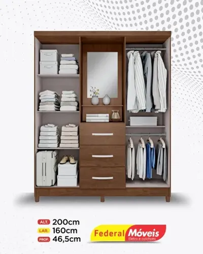 Guarda Roupa Solteiro 4 Portas 3 Gavetas Super Lindo Fazemos Entrega