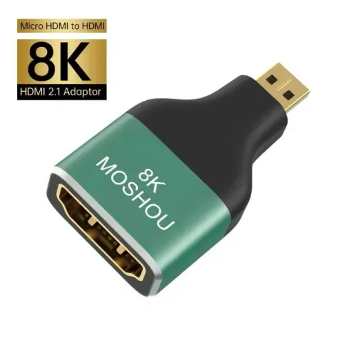 Adaptador Micro HDMI para HDMI - MOSHOU 8K HDMI 2.1 cabo suporte 8K @ 60Hz, 4K @ 120Hz/60H