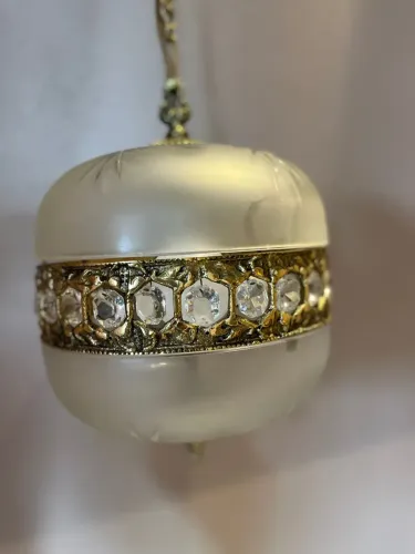 Luminária Pendente Decorativa Vintage grande com Detalhes em Cristal