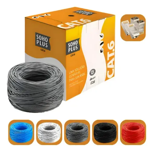Cabo Rede Furukawa Cat6 Rolo 50 Metros 20 Cone Blindado Cor Cinza