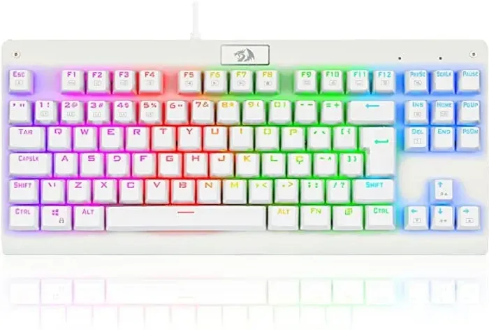 Teclado Mecânico 80% Redragon Dark Avenger White RGB Switch Brown - WZetta