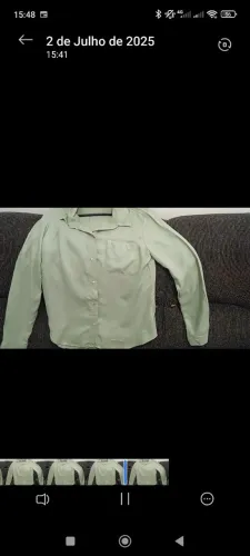 Camisa manga longa verde Nova feminina 