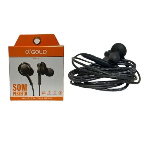 Fone de Ouvido Estéreo Alpha Gold Preto