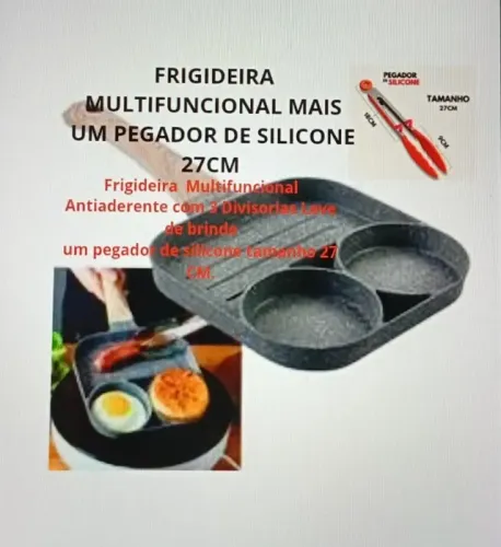 Frigideira Multifuncional Antiaderente com 3 Compartimentos Divisórias.