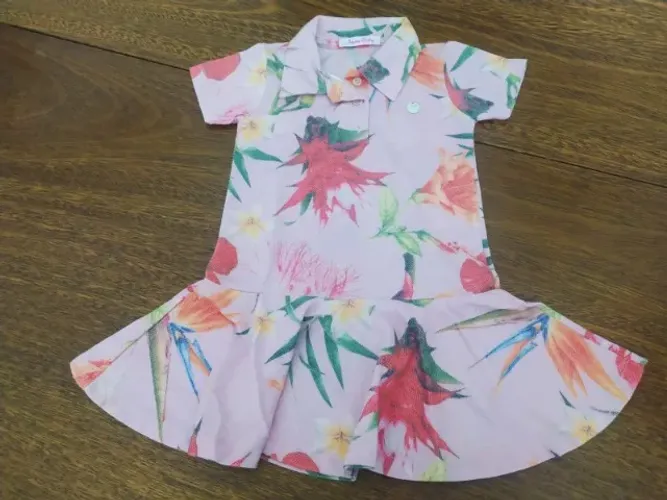 Vestido Gola Polo Infantil Rosa