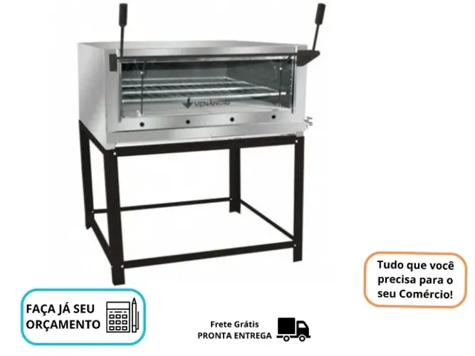 Forno com Pedra Refratária Venâncio 80x60CM a Gás
