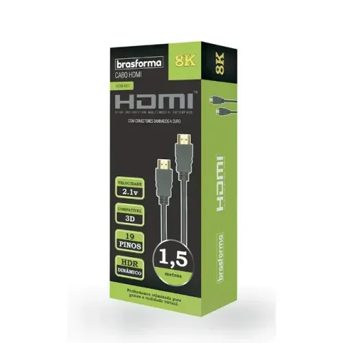 Cabo hdmi 8k 1.5m - hdmi-8001 - brasforma