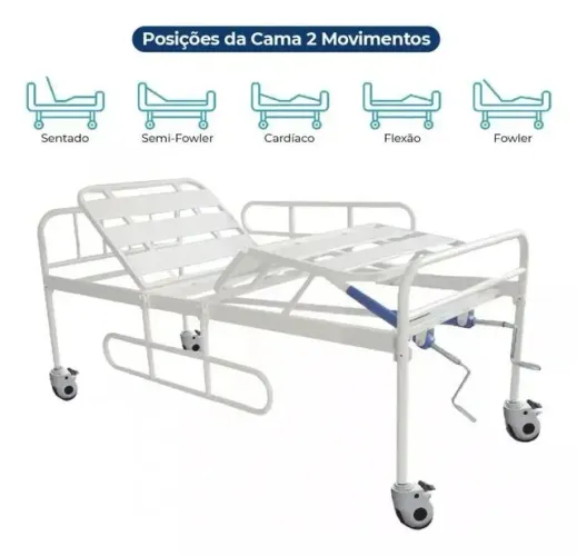 Cama Hospitalar DX2 2 Movimentos até 180 Kg Dellamed