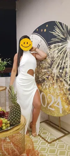Vestido Longo com Fenda Off White