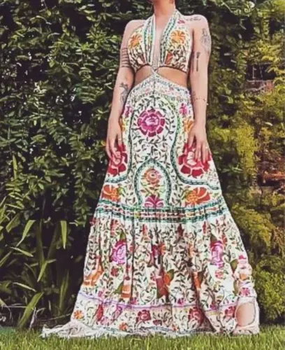 Vestido Longo Estampado Boho farm G