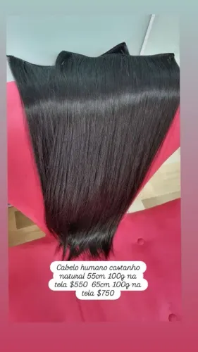 Cabelo Humano Castanho Natural 55cm e 65cm