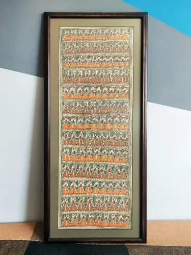 Quadro em arte Mithila, uma forma de arte folclórica Indiana