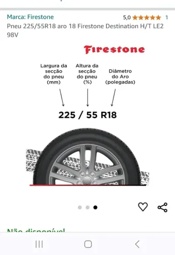 2 Pneus 225/55R18 Firestone Destination H/T LE2 98V, NOVOS, com os adesivos.