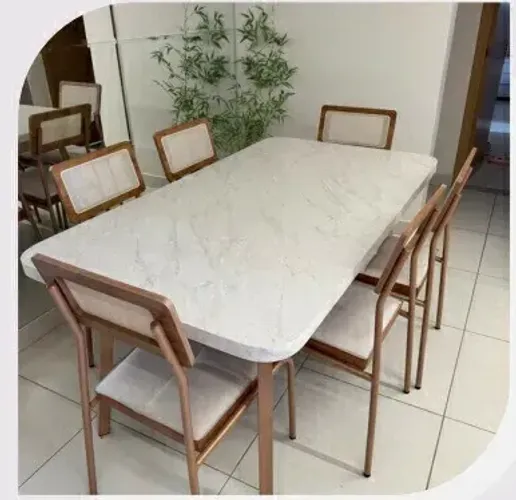 Mesa Stellar, com 6 Cadeira Lux 1.60m