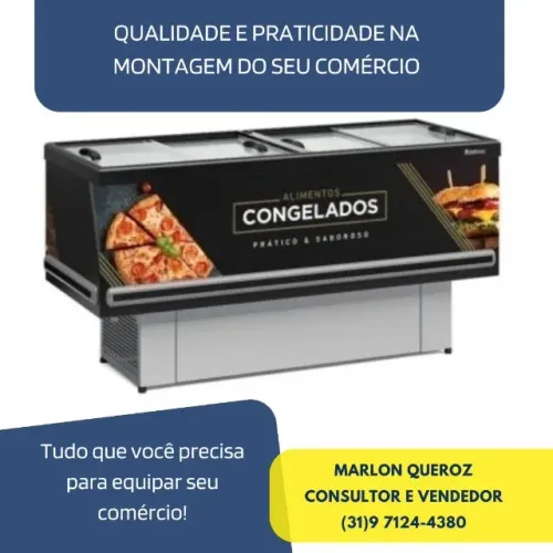 Ilha de Congelados 2M Gelopar Vidro Reto Dupla Ação