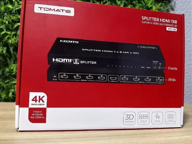 Distribuidor de Sinal Splitter HDMI 4K 1x8 Portas - Entrega Grátis