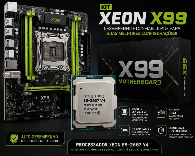 Kit xeon 2667 v4 top para jogos e trabalho preço final 