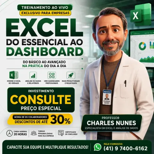 Curso de Excel do Essencial ao Dashboard - Presencial, Remoto ou Incompany