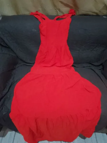 Vestido longo com elástico na costa laranja