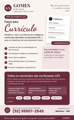 Currículo Profissional em Formato ATS - Manaus<br>