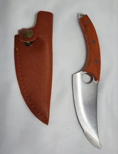 Faca Full Tang com lâmina lisa Cabo em madeira 16 cm