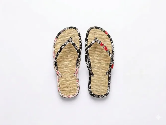 Chinelo de palha feminino estampado