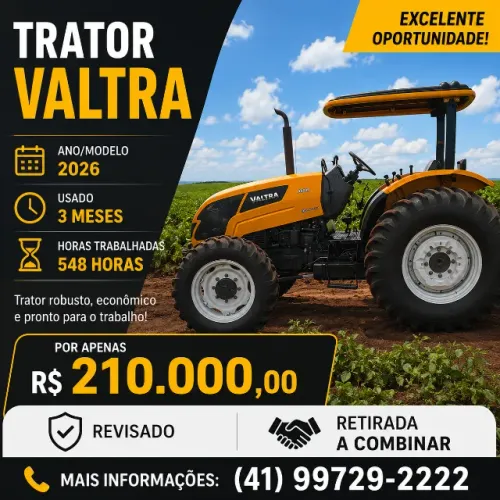Trator Valtra A800 2026 | 548 Horas | Estado de Novo | R$ 210.000