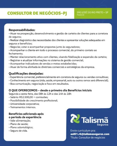 CONSULTOR DE NEGÓCIOS - PJ