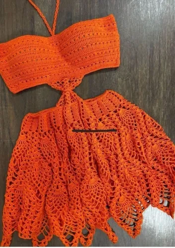 VESTIDO CROCHÊ LARANJA ?