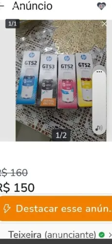 Tinta para impressora hp 