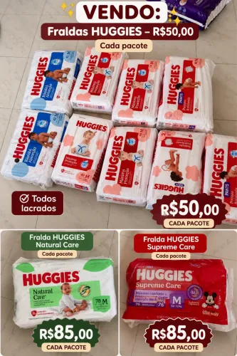 Fralda da Huggies M por R$50,00