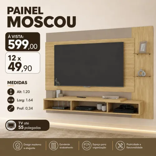 PROMOÇÃO URGENTE - Painel Moscou para TV com até 55 POLEGADAS apenas 12x R$49,90