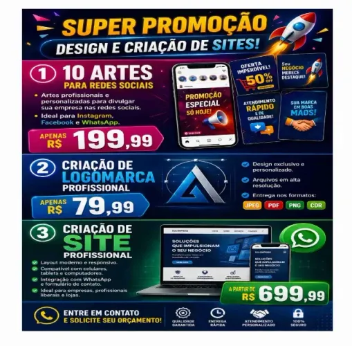 Design arts: arte para redes sociais, criação de logomarca, criação de site