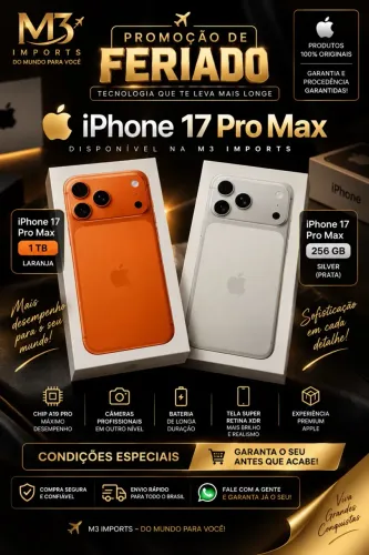 IPHONE 17 PRO MAX, NOVO, LACRADO COM PELÍCULA E CAPA