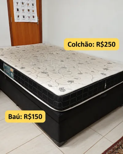 Cama de casal queen - Box baú + Colchão