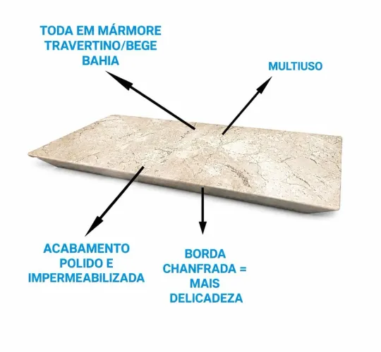 Bandeja Multiuso em Mármore Travertino - 30x15cm (Sofisticação e Praticidade)
