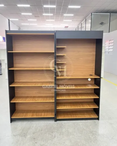 Móveis Mini Mercados Amadeirado c/ Preto MDF