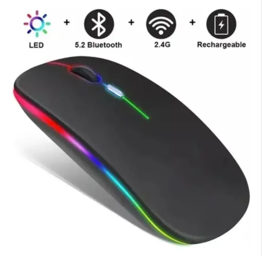Mouse Sem Fio E-1300pro Bluetooth Rgb 2.4gh