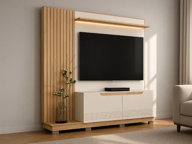 Home Santiago 2,00m Ripado p/ TV até 80" (NOVO A PRONTA ENTREGA)