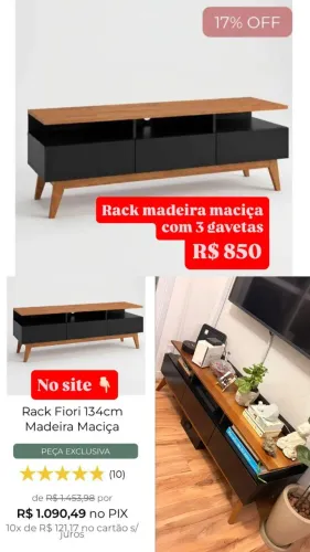 Rack Fiori Madeira Maciça - 134cm