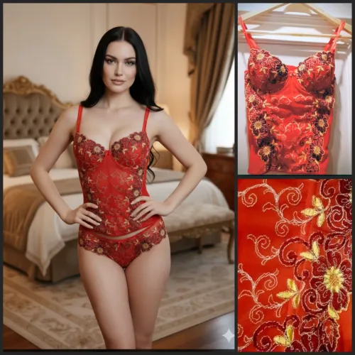 Corselete espartilho bordado lingerie 